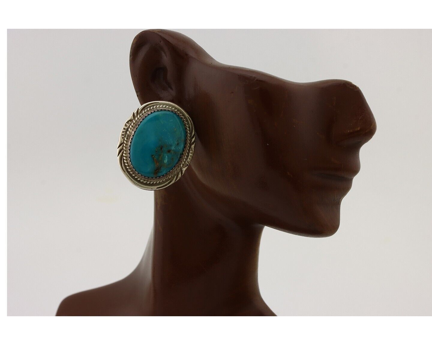 Navajo Earrings 925 Silver Kingman Turquoise Native American Artist C.80's