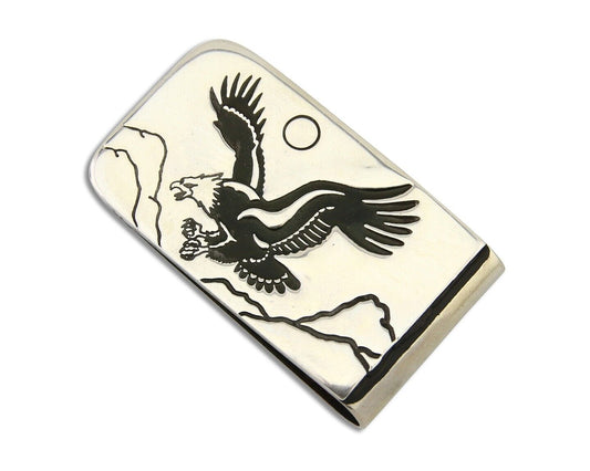 Navajo Eagle Money Clip .925 Silver & .999 Nickle Native American Artist C.80's