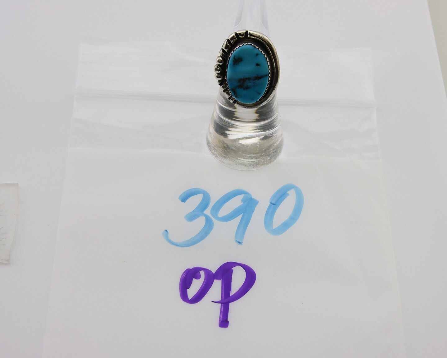 Navajo Ring 925 Silver Blue Turquoise Native American Artist C.80's
