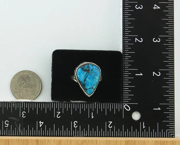 Men Navajo Ring Sterling Silver Natural Turquoise Handmade Vintage Size 11.25