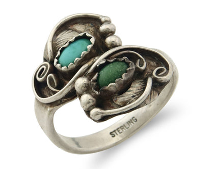 Vintage Navajo Ring 925 Sterling Silver Traditional Authentic Turquoise