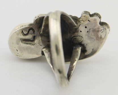 Navajo Handmade Ring 925 Silver Turquoise Signed LS C.80's