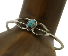 Navajo Bracelet 925 Silver Kingman Turquoise Native American Artist C.80's