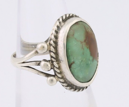 Navajo Ring 925 Silver Natural Green Turquoise Artist Signed MC C.80's