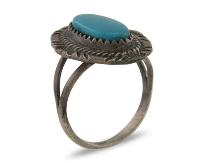 Navajo Handmade Ring 925 Silver Natural Turquoise Native Artist C.80's