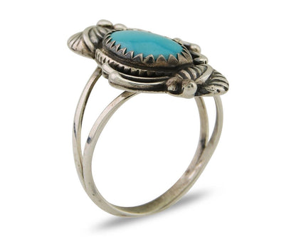 Navajo Ring 925 Sterling Silver Natural Turquoise Native American Artist C.80's