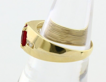 Men Lab-Created Gemstone & Simulated Diamond Ring in 14k Real SOLID Yellow Gold
