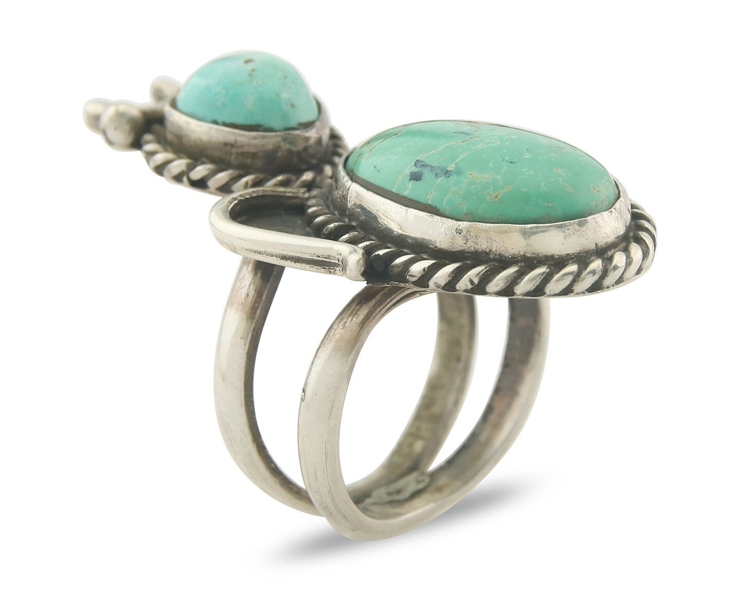 Vintage Navajo Ring 925 Sterling Authentic Turquoise Signed Size 7.0