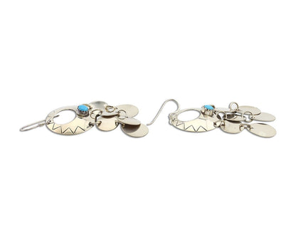 Navajo Dangle Handmade Earrings 925 Silver Blue Turquoise Native Artist C.80's