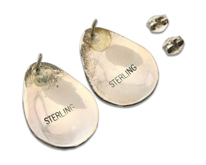 Navajo Dangle Earrings 925 Silver Natural Turquoise Native American Artist C.80s