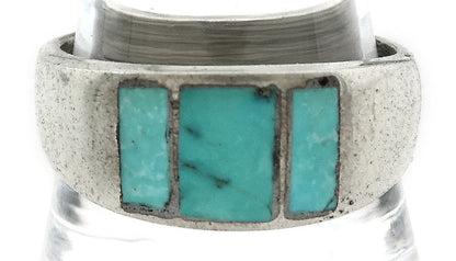 Men Navajo Ring Sterling Silver Natural Blue Turquoise Vintage C.70's Size 11.25