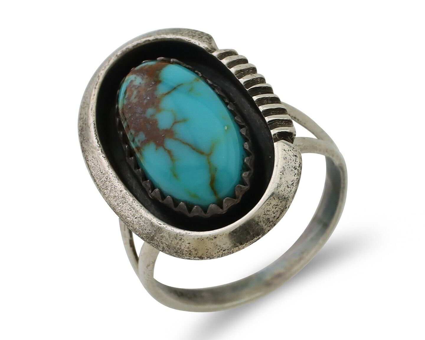 Navajo Ring 925 Silver Natural Turquoise Native American Artist C.80's