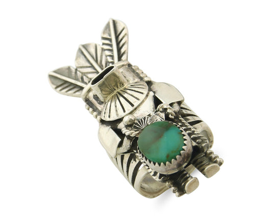 Vintage Navajo Ring 925 Sterling Silver Turquoise Signed Broken Arrow Size 7.0