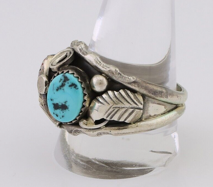 Navajo Ring 925 Silver Coral Turquoise Artist Signed Max Calabaza C.80's