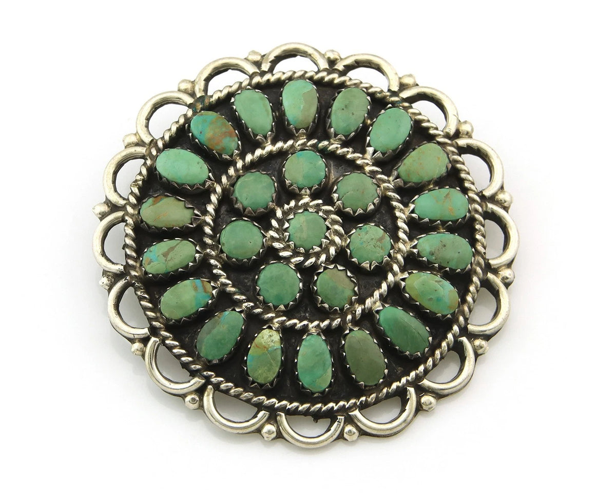 Navajo Pin Pendant Sterling Silver Handmade Vintage Turquoise Signed LMB