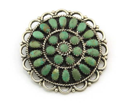 Navajo Pin Pendant Sterling Silver Handmade Vintage Turquoise Signed LMB