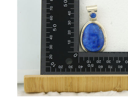 Navajo Sterling Silver Pendant Denim Lapis Authentic Vintage Signed M