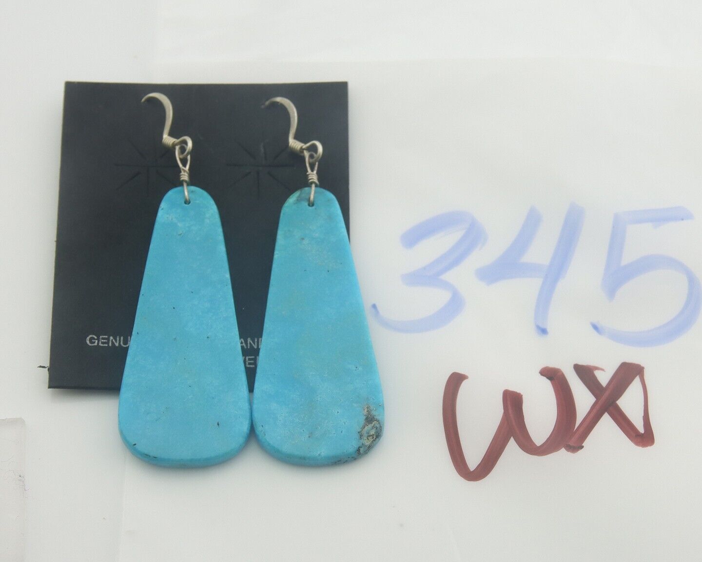 Santo Domingo Earrings 925 Silver Natural Turquoise Native American Artist C80s