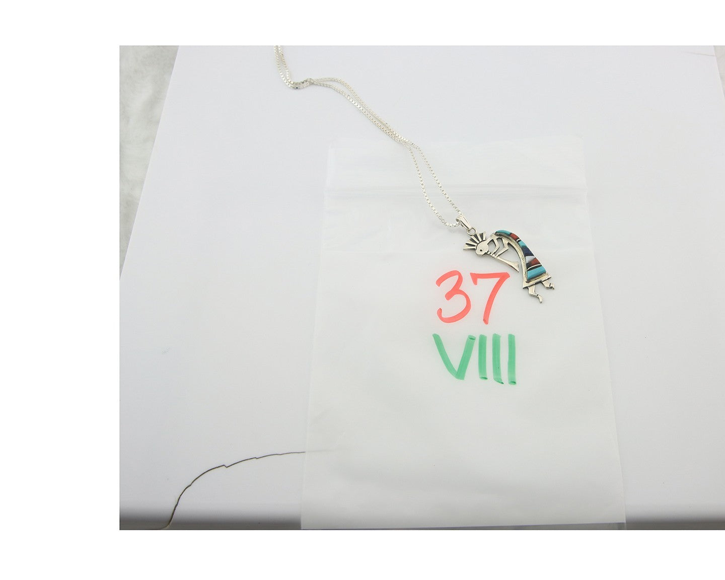 Navajo Kokopelli Necklace Sterling Silver Authentic Natural Gemstone