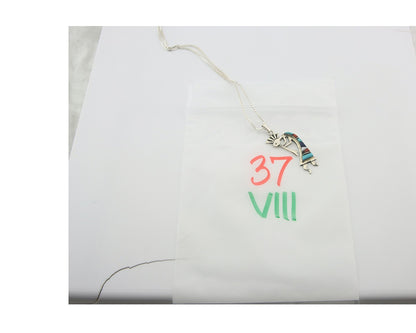 Navajo Kokopelli Necklace Sterling Silver Authentic Natural Gemstone