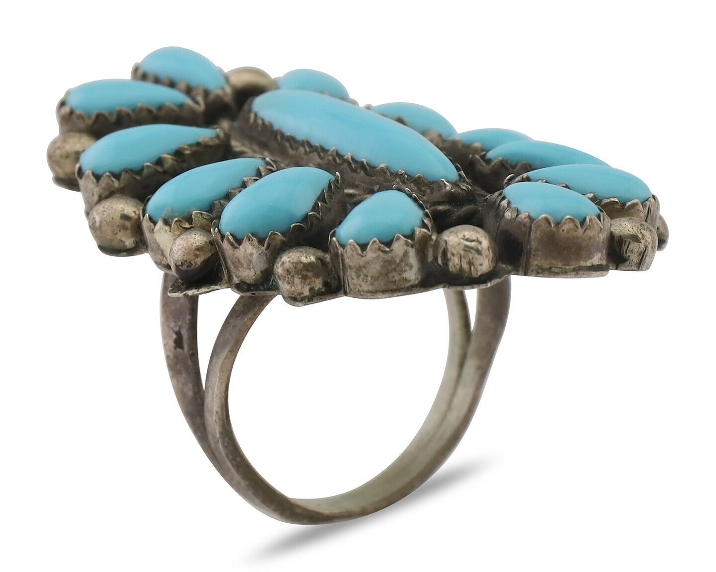 Navajo Ring 925 Silver Natural Blue Turquoise Native Artist Signed CL C.80's