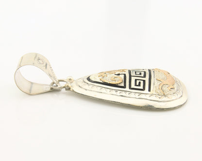 Navajo Kokopelli Pendant Sterling Silver & Gold Authentic Traditional Signed A