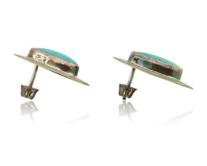 Navajo Earrings 925 Silver Natural Turquoise Native American Artist C.80's
