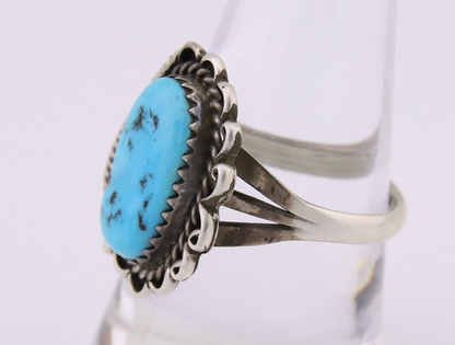 Navajo Ring 925 Silver Natural Blue Turquoise Native American Artist C.80's