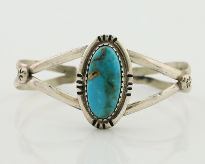 Navajo Bracelet 925 Silver Kingman Turquoise Native American Artist C.80's