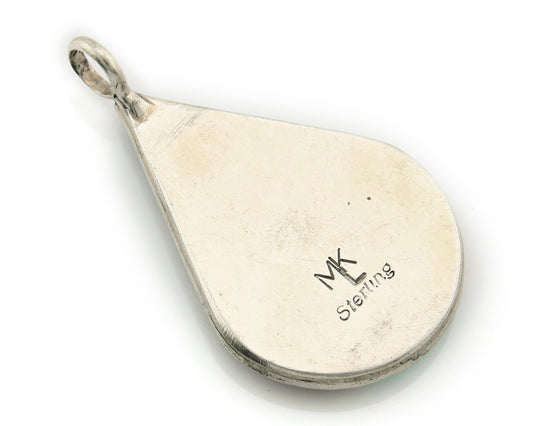 Zuni Cross Pendant Sterling Natural Gemstone Authentic Traditional Signed MLK