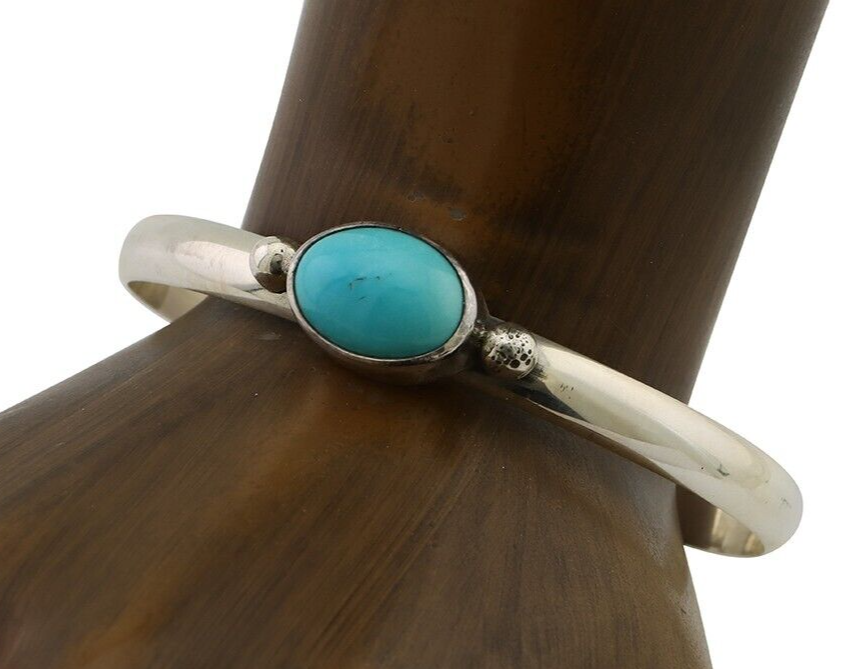 Navajo Cuff Bracelet 925 Silver Natural Blue Turquoise Native American C.80's