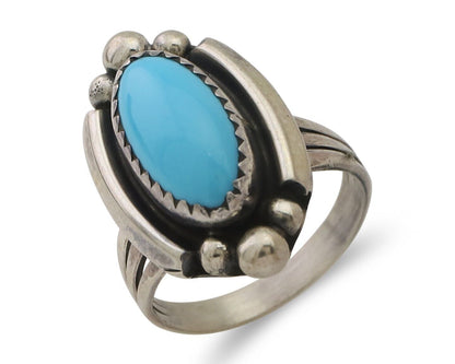 Navajo Ring 925 Silver Sleeping Beauty Turquoise Artist SC C.80's