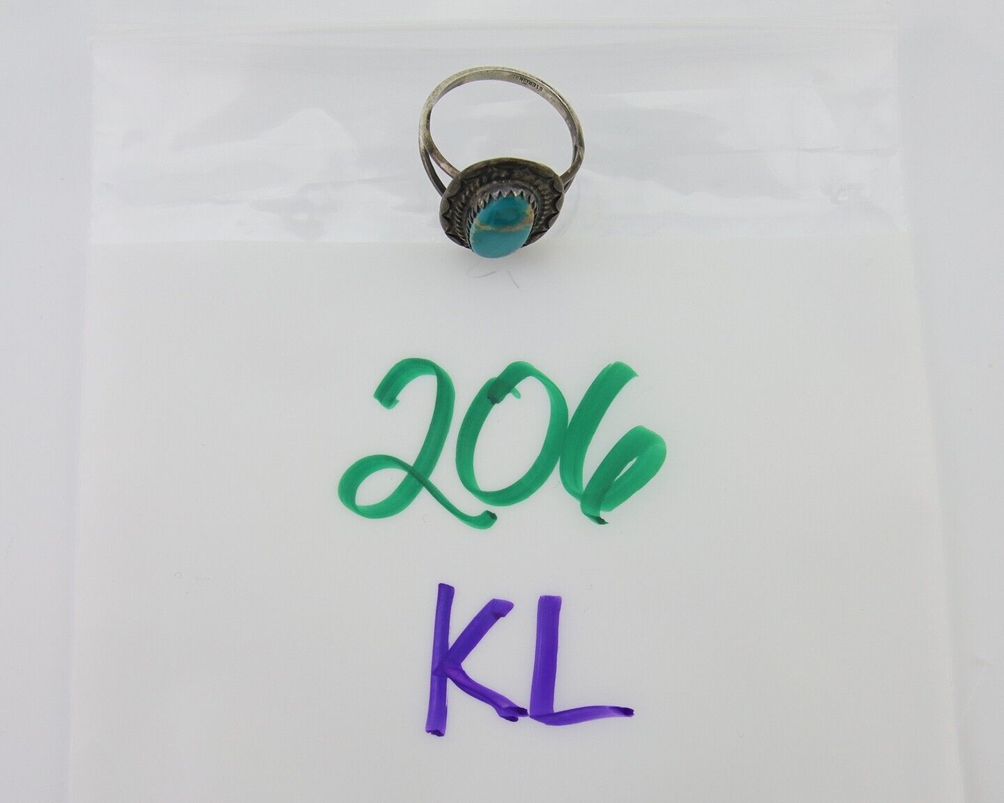 Navajo Handmade Ring 925 Silver Natural Turquoise Native Artist C.80's