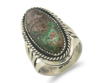 Vintage Navajo Ring 925 Sterling Authentic Turquoise Artist Signed TS Size 8.5