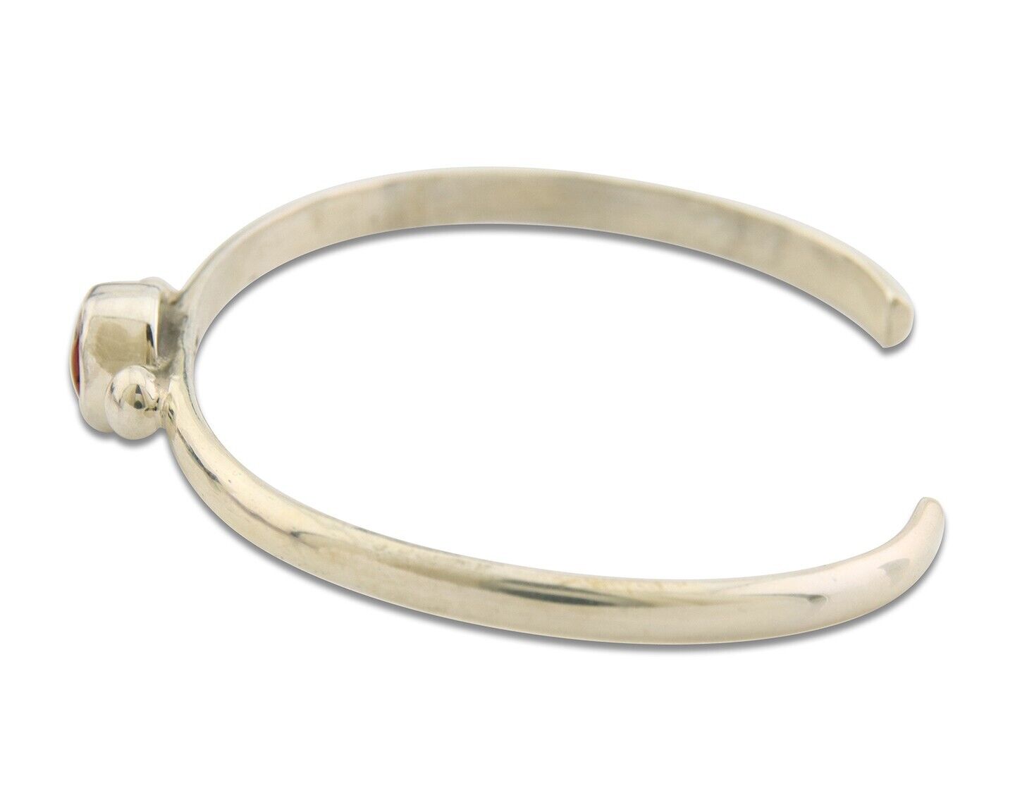 Navajo Bracelet .925 Silver Natural Red Coral Cuff Native American Artist C.80's