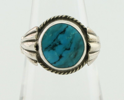 Navajo Handmade Ring 925 Silver Blue Turquoise Native American Artist C.80's