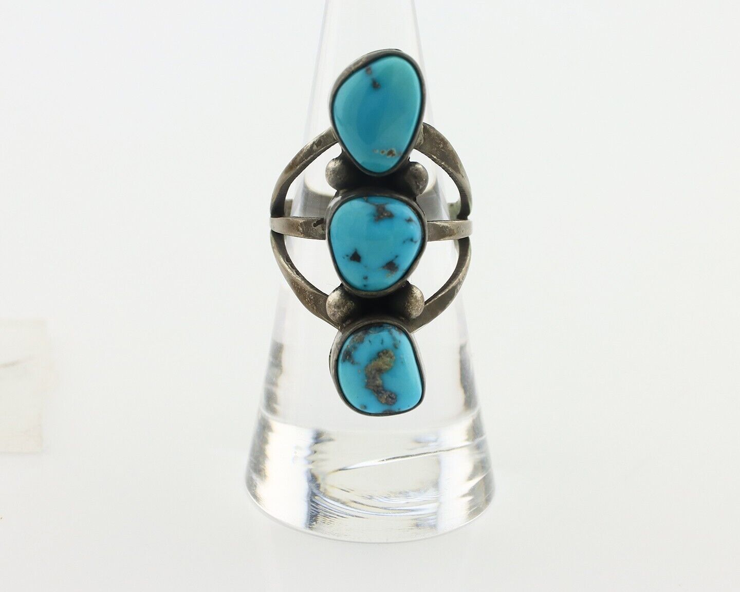 Navajo Ring 925 Silver Natural Blue Turquoise Native American Artist C.80's
