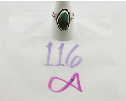 Navajo Ring 925 Silver Natural Turquoise Artist Signed Rabbit Stick C.80's