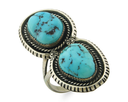 Vintage Navajo Ring 925 Sterling Silver Turquoise Signed Tom Willeto Size 7.5