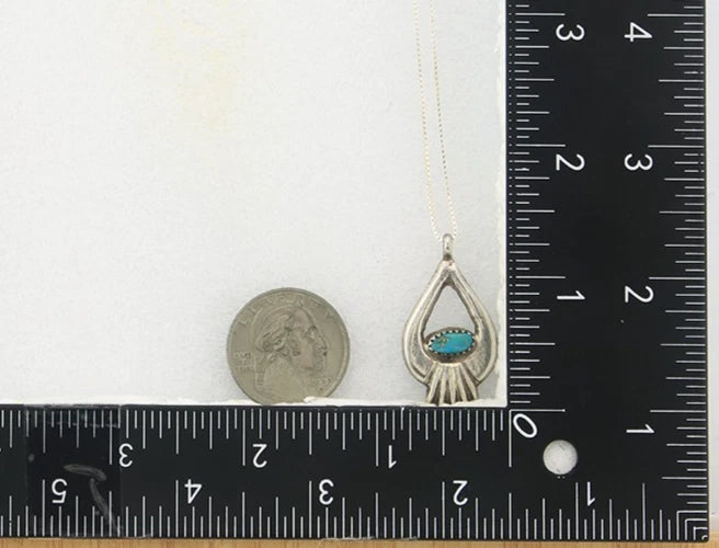 Navajo Necklace Sterling Silver Blue Turquoise Vintage Native Artist