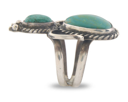 Vintage Navajo Ring 925 Sterling Authentic Turquoise Artist Signed Size 10.5