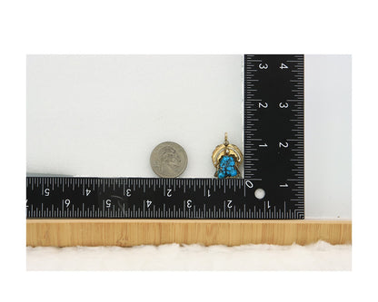 Navajo Pendant Sterling Silver & Gold Natural Blue Turquoise Authentic Native