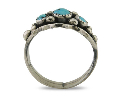 Navajo Ring 925 Silver Natural Blue Turquoise Native Artist Signed SC C.80's