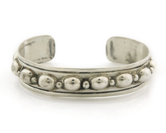 Navajo Cuff Bracelet Sterling Silver Vintage Native Artist Signed Rain Cloud