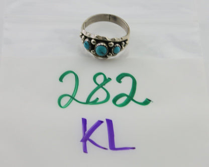 Navajo Ring 925 Silver Natural Blue Turquoise Native Artist Signed SC C.80's