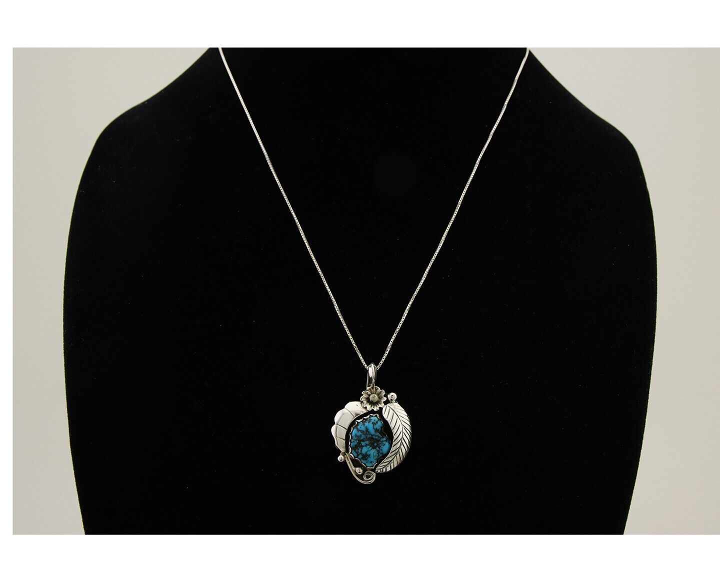 Navajo Necklace 925 Silver Natural Seafoam Turquoise Native Artist C.80's