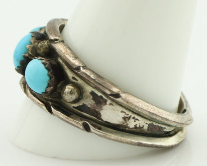 Zuni Ring .925 Silver Natural Sleeping Beauty Turquoise Signed DB C.80's