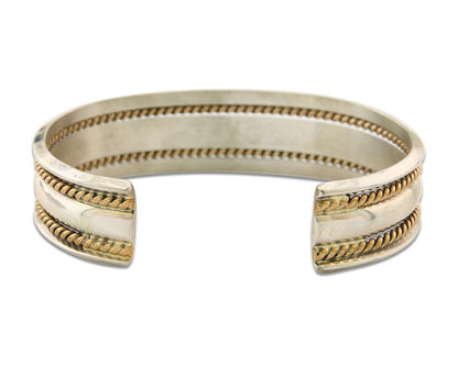Navajo Bracelet 925 Silver & 12k Yellow Gold Filled Signed TAHE C.80's