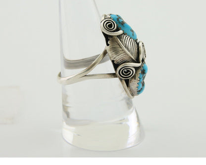 Navajo Ring .925 Silver Sleeping B Turquoise Artist Signed MP C.80's