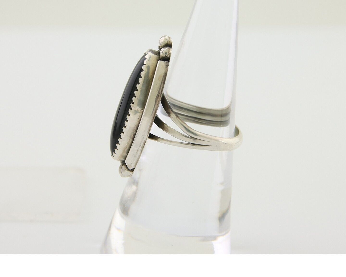 Navajo Handmade Ring 925 Silver Black Onyx Artist Signed SC C.80's